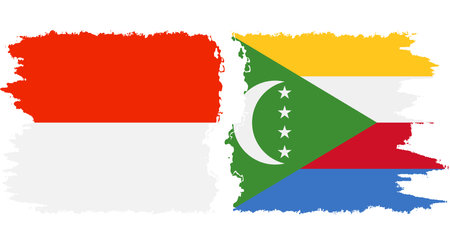 Comoros and Indonesia grunge flags connection, vectorのイラスト素材