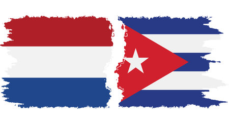 Cuba and Netherlands grunge flags connection, vectorのイラスト素材