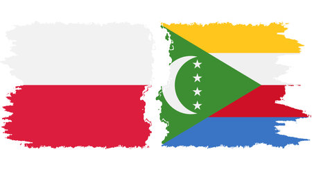 Comoros and Poland grunge flags connection, vectorのイラスト素材