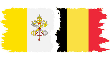 Belgium and Vatican grunge flags connection, vectorのイラスト素材