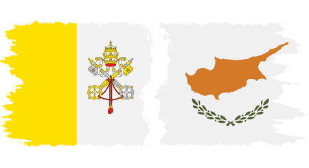 Cyprus and Vatican grunge flags connection, vectorのイラスト素材