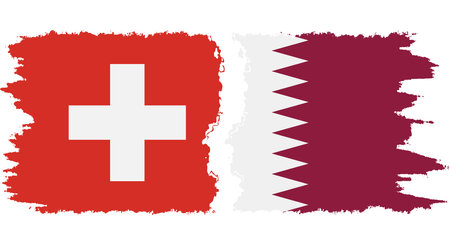 Qatar and Switzerland grunge flags connection, vectorのイラスト素材