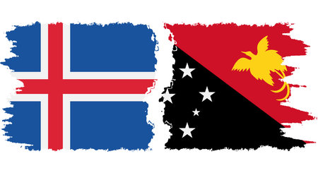 Papua New Guinea and Iceland grunge flags connection, vectorのイラスト素材