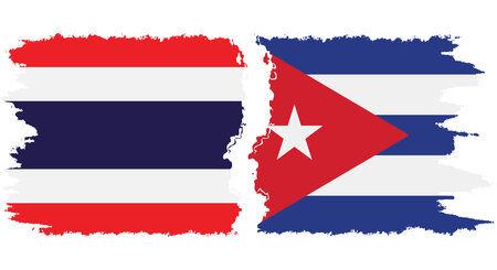 Cuba and Thailand grunge flags connection, vectorのイラスト素材