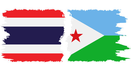 Djibouti and Thailand grunge flags connection, vectorのイラスト素材