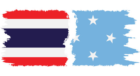 Federated States of Micronesia and Thailand grunge flags connection, vectorのイラスト素材