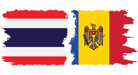 Moldova and Thailand grunge flags connection, vectorのイラスト素材