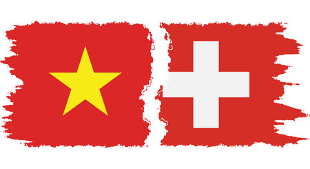 Switzerland and Vietnam grunge flags connection, vectorのイラスト素材