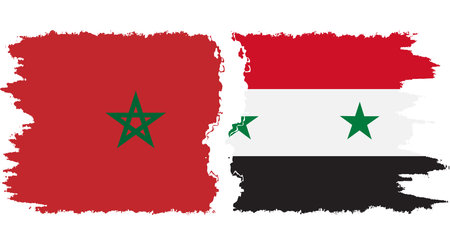 Syria and Morocco grunge flags connection, vectorのイラスト素材
