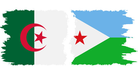 Djibouti and Algeria grunge flags connection, vectorのイラスト素材