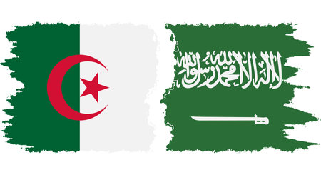 Saudi Arabia and Algeria grunge flags connection, vectorのイラスト素材