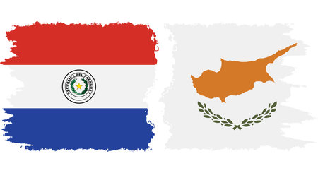 Cyprus and Paraguay grunge flags connection, vectorのイラスト素材