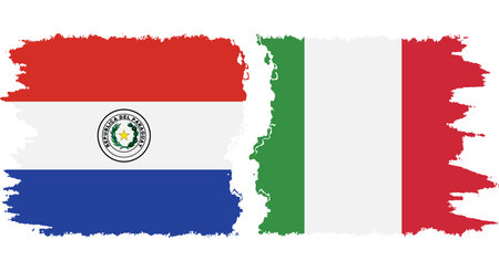 Italy and Paraguay grunge flags connection, vectorのイラスト素材
