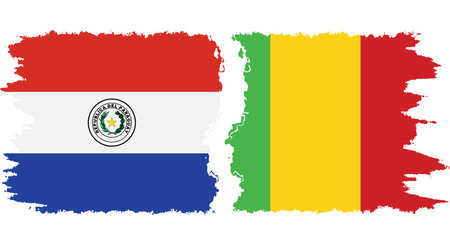 Mali and Paraguay grunge flags connection, vectorのイラスト素材