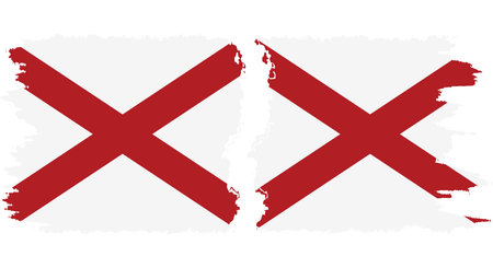 Alabama and Alabama states grunge brush flags connection, vectorのイラスト素材