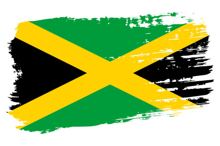Jamaica flag, wide brush stroke on transparent background, vector.のイラスト素材