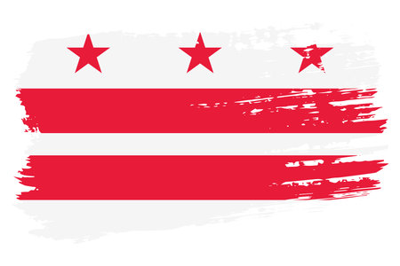 District of Columbia US flag, wide brush stroke on transparent background, vector.のイラスト素材