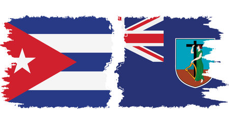 Montserrat and Cuba grunge flags connection, vectorのイラスト素材