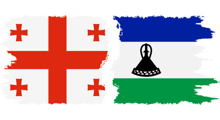 Lesotho and Georgia grunge flags connection, vectorのイラスト素材