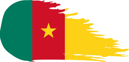 Cameroon comet flag fly, grunge brush vectorのイラスト素材