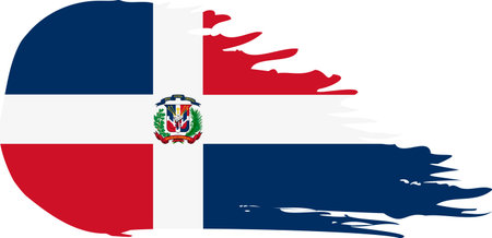 Dominican Republic comet flag fly, grunge brush vectorのイラスト素材