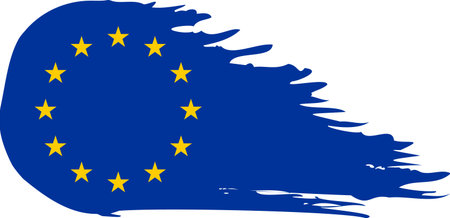 European Union comet flag fly, grunge brush vectorのイラスト素材