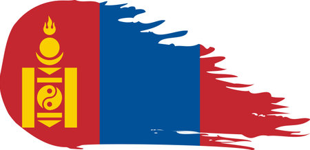 Mongolia comet flag fly, grunge brush vectorのイラスト素材