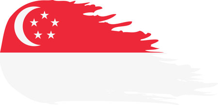 Singapore comet flag fly, grunge brush vectorのイラスト素材