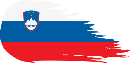Slovenia comet flag fly, grunge brush vectorのイラスト素材