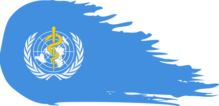 World Health Organization comet flag fly, grunge brush vectorのイラスト素材