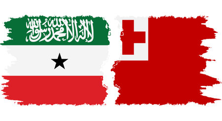 Tonga and Somaliland grunge flags connection, vectorのイラスト素材