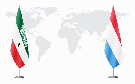 Somaliland and Luxembourg flags for official meeting against background of world map.のイラスト素材