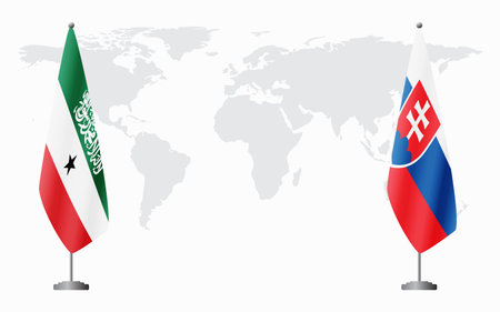 Somaliland and Slovakia flags for official meeting against background of world map.のイラスト素材