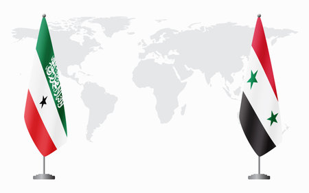 Somaliland and Syria flags for official meeting against background of world map.のイラスト素材