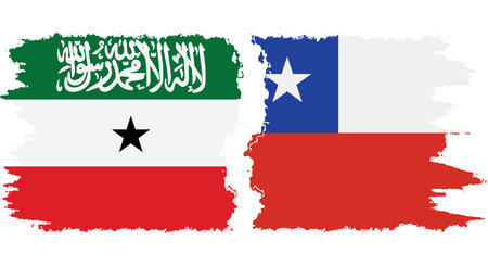 Chile and Somaliland grunge flags connection, vectorのイラスト素材