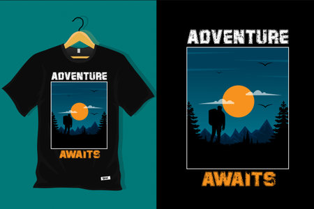 Adventure Awaits Retro T Shirt Designのイラスト素材