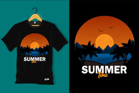 Summer Time Retro Vintage T Shirt Designのイラスト素材