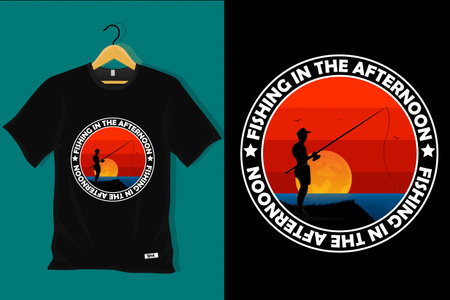 Fishing in the Afternoon T Shirt Designのイラスト素材