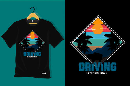 Driving in The Mountain T Shirt Designのイラスト素材