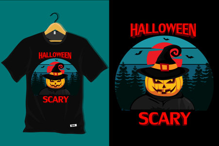 Halloween Scary Retro T Shirt Designのイラスト素材