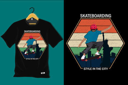 Skateboarding Style in the City T Shirt Designのイラスト素材