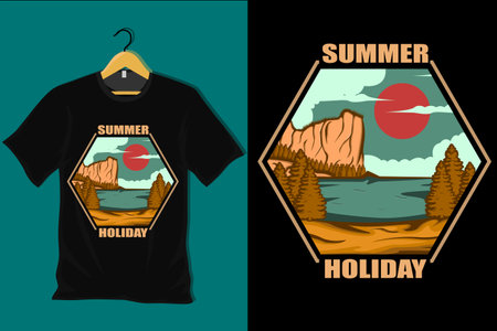 Summer Holiday Retro Vintage T Shirt Designのイラスト素材