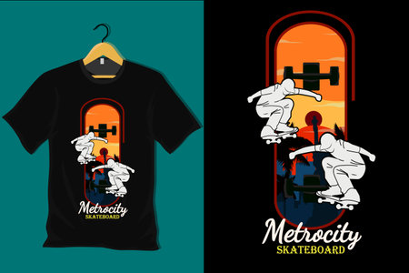 Metro City Skateboard Retro Vintage T Shirt Designのイラスト素材
