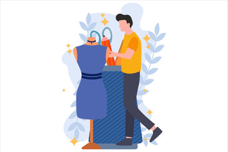Fashion Designer Flat Design Illustrationのイラスト素材