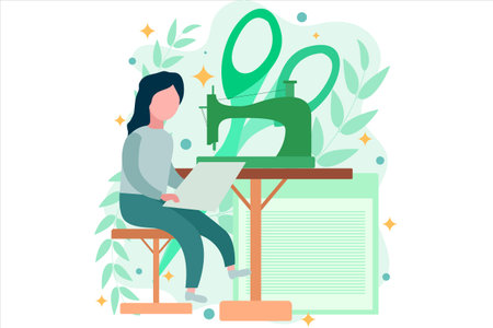 Fashion Designer Flat Design Illustrationのイラスト素材