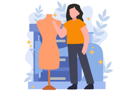 Fashion Designer Flat Design Illustrationのイラスト素材