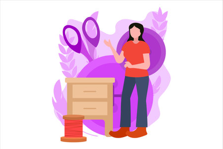 Fashion Designer Flat Design Illustrationのイラスト素材