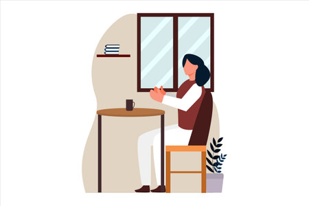 Coffee Shop Flat Design Illustrationのイラスト素材