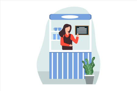 Coffee Shop Flat Design Illustrationのイラスト素材