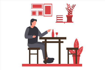 Coffee Shop Flat Design Illustrationのイラスト素材